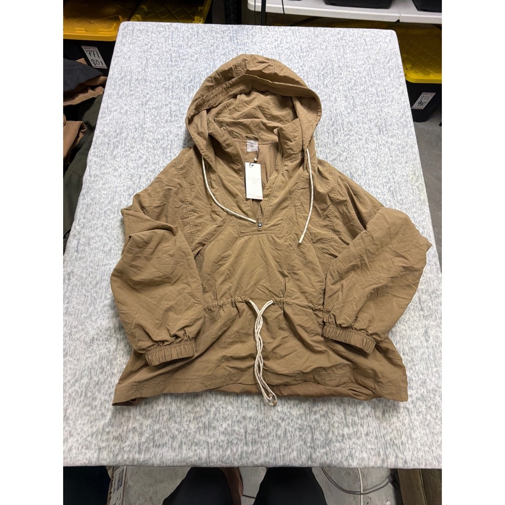 CALIA Womens XXL‎ Hooded Windbreaker Tan Brown Anorak Jacket WAX14309 NEW